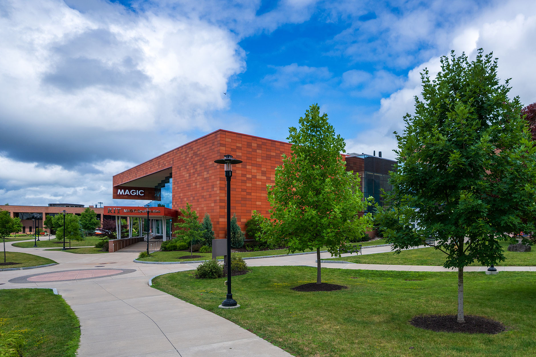 Magic Spell studios on a cloudy sunny day