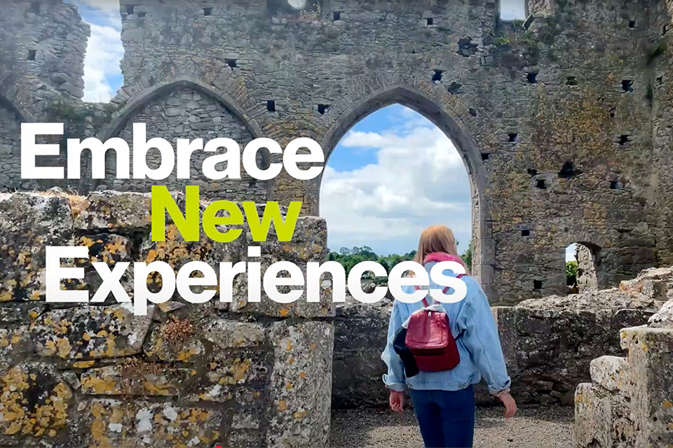 Scenic scene with text &quot;Embrace new Experiences&quot;