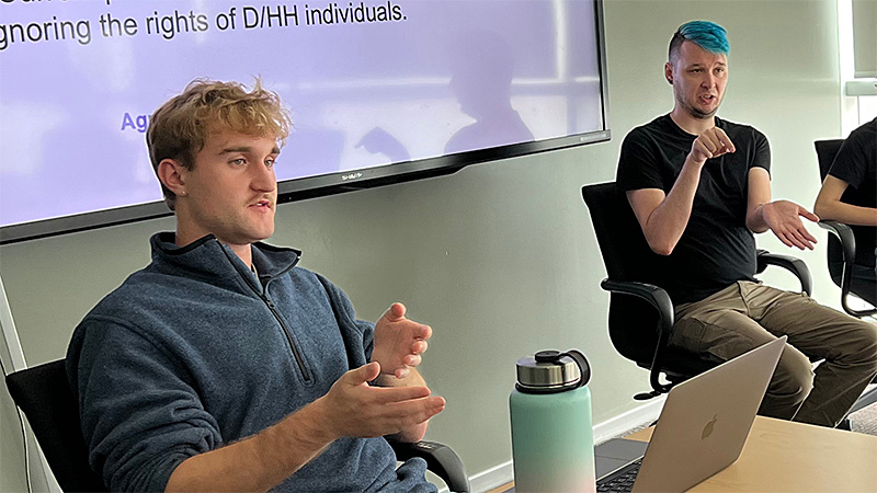 ONe interpreting in a meeting