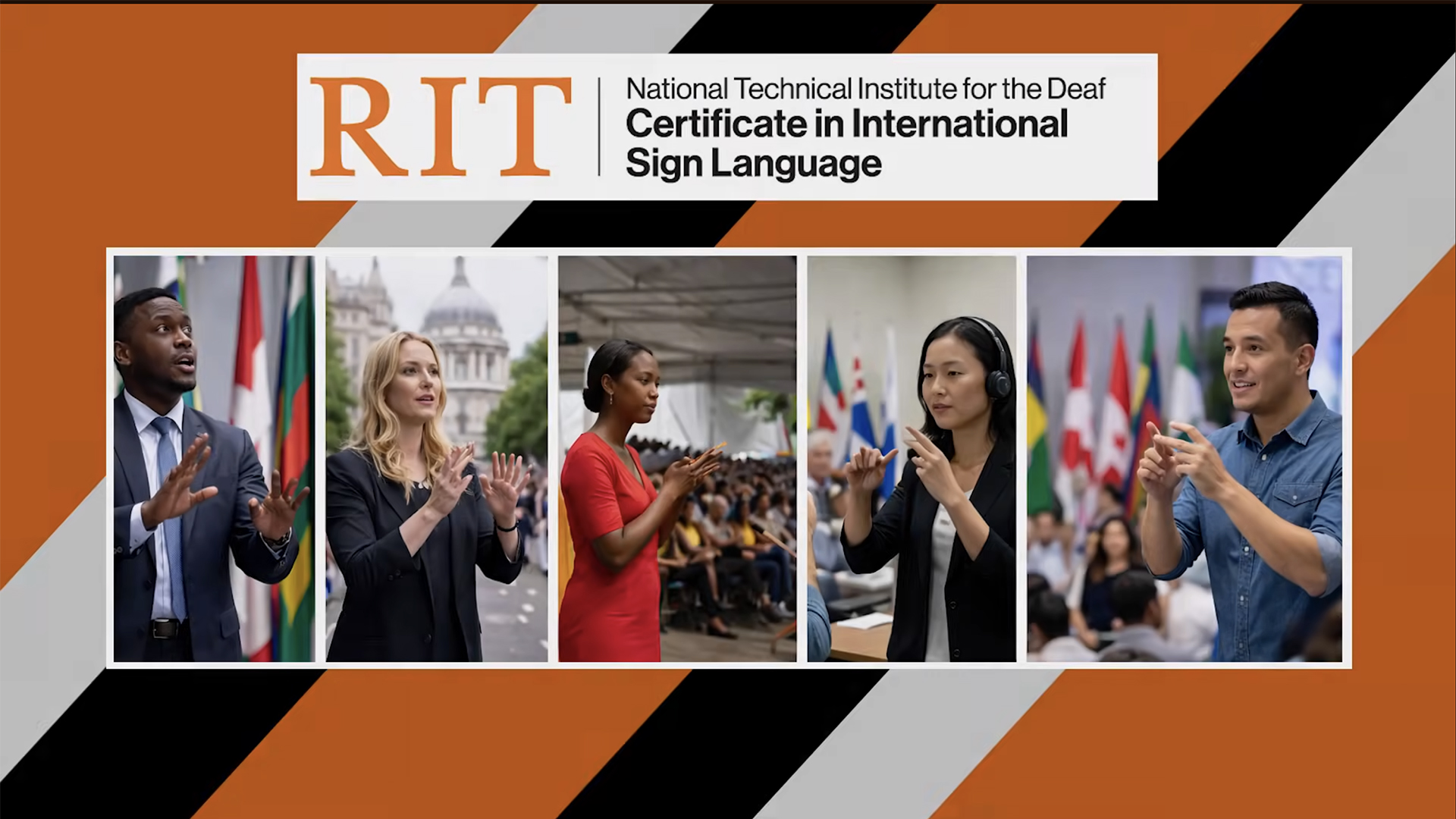 Screenshot of video with photos of several signers