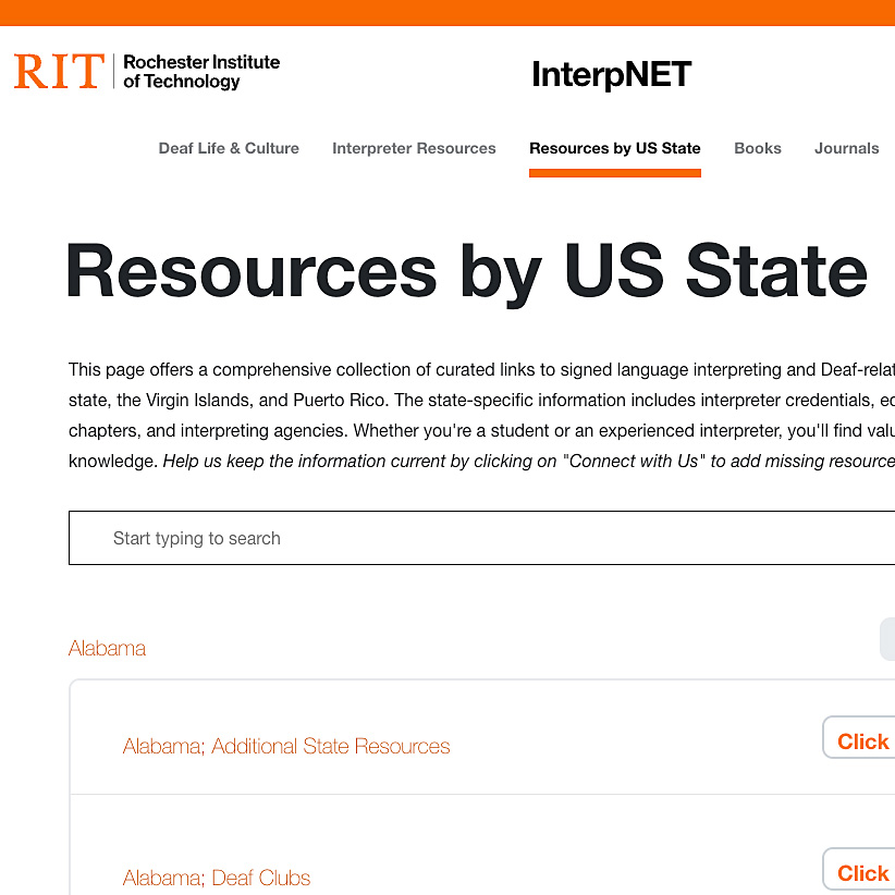 Screenshot of the InterpNET website