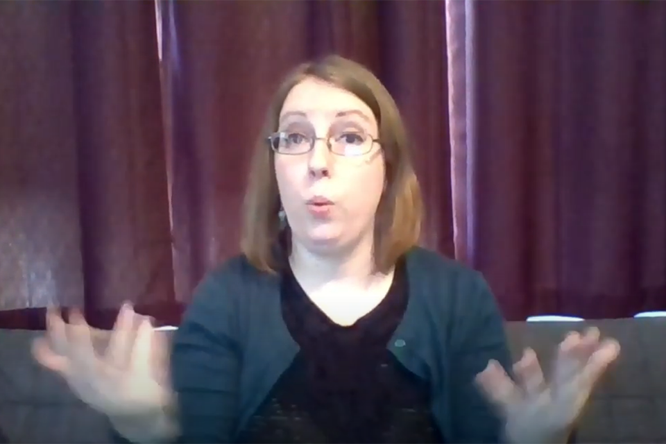 Woman signing to camera about SAISD facts week of topic of marijuana.