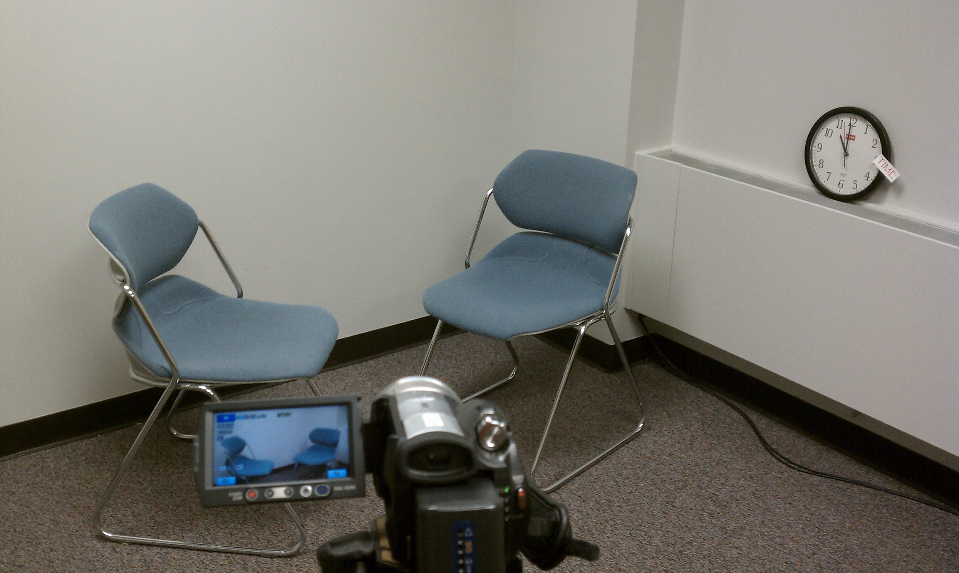 Photograph of the setup of an interview room