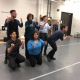 Some of the cast warming up before the People of the Third Eye production opened and a snap shot from the control booth