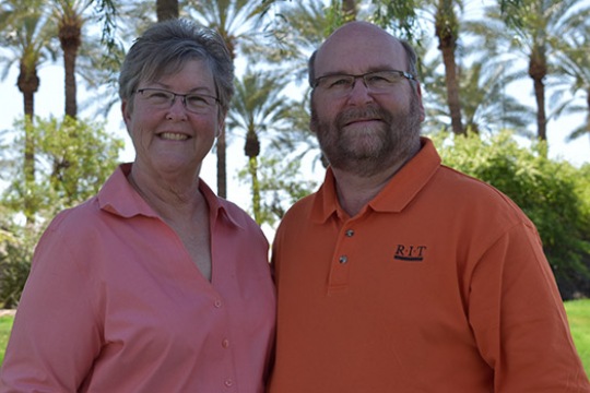 Barbara Ray and Samuel Holcomb posing for picture