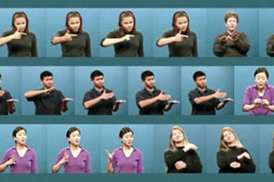 People signing out words