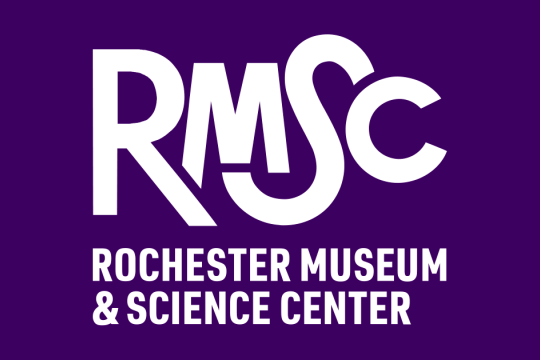 Graphic with purple background and RMSC Rochester Museum and Science Center in white.