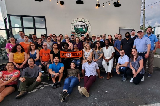 On May 15, RIT/NTID alumni gathered for a group photo at the Washington D.C.-based brewery, Streetcar 82. Photo credit: Ceasar Jones