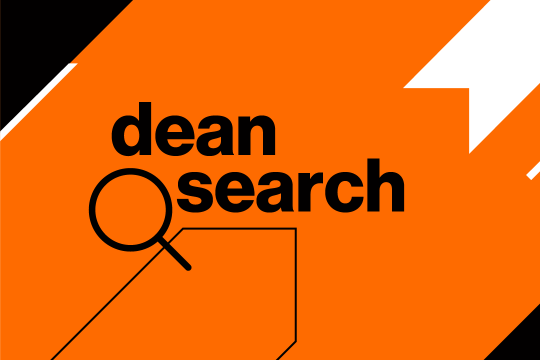 Graphic with text that reads, 'dean search'