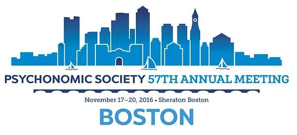 Image of Boston skyline with words below: Psychonomic Society 57th Annual Meeting, Nov 17-20, 2016, Boston