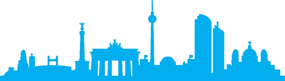 Skyline of blue buildings