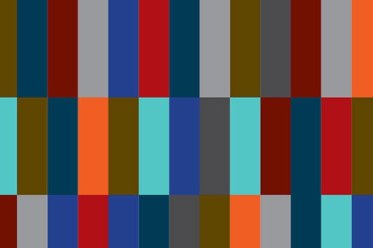 artwork featuring multicolored rectangles arranged in a grid.