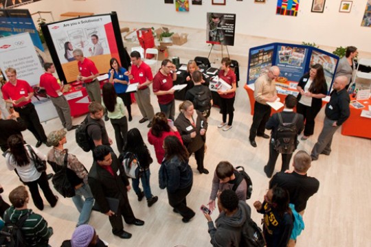 People gathered at job fair