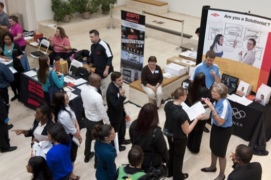 People gathered around at event