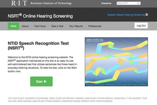 Webpage for "NTID's: Speech Recognition Test"
