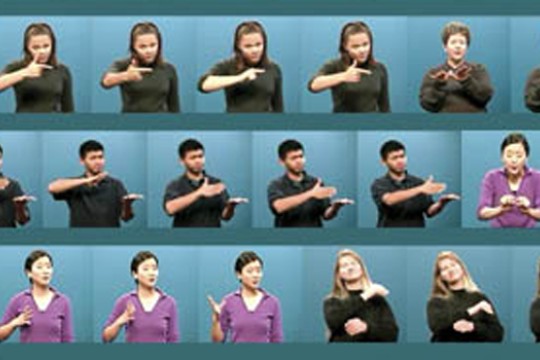 People signing out words