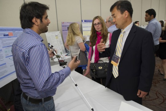 People talking at event