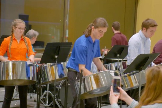 students playing steel drums.