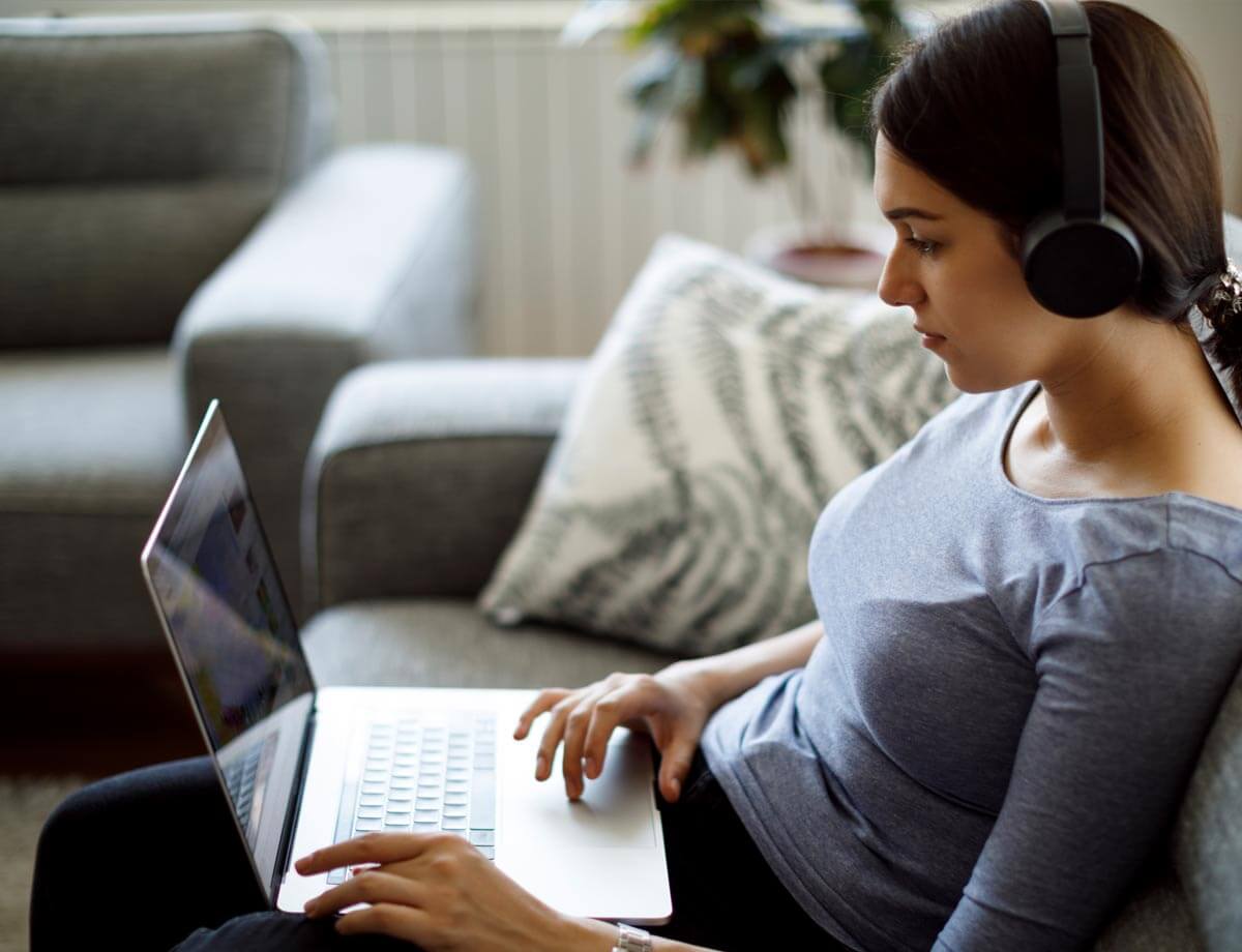 Student working on laptop