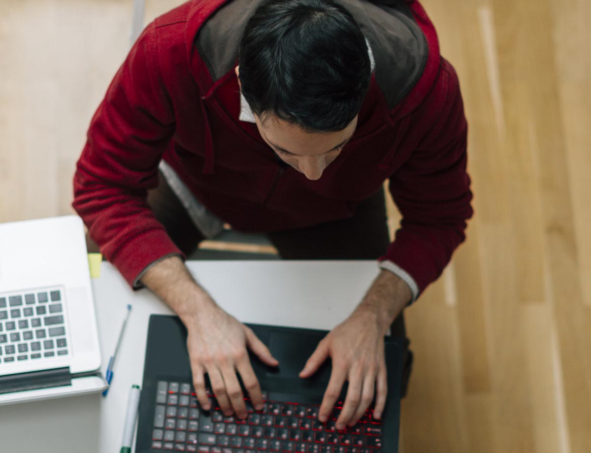 Student working on laptop