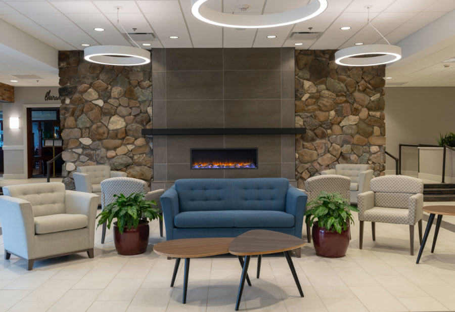 Interior lobby photography at the RIT Inn.