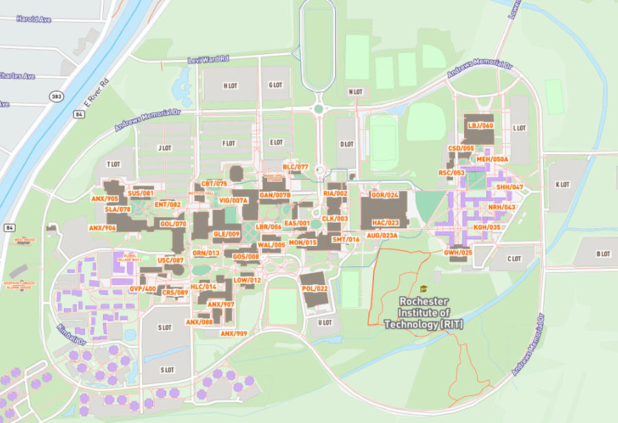 A digital map of the RIT campus