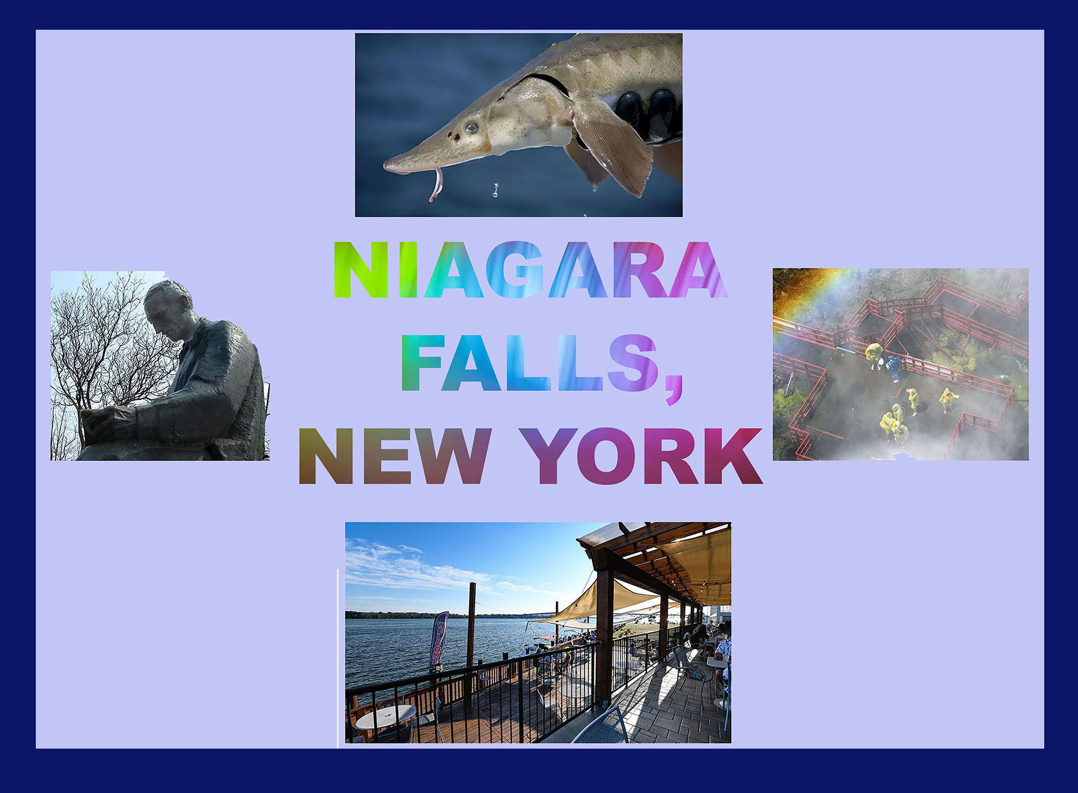 A collage of images relating to the trip to Niagara Falls, NY