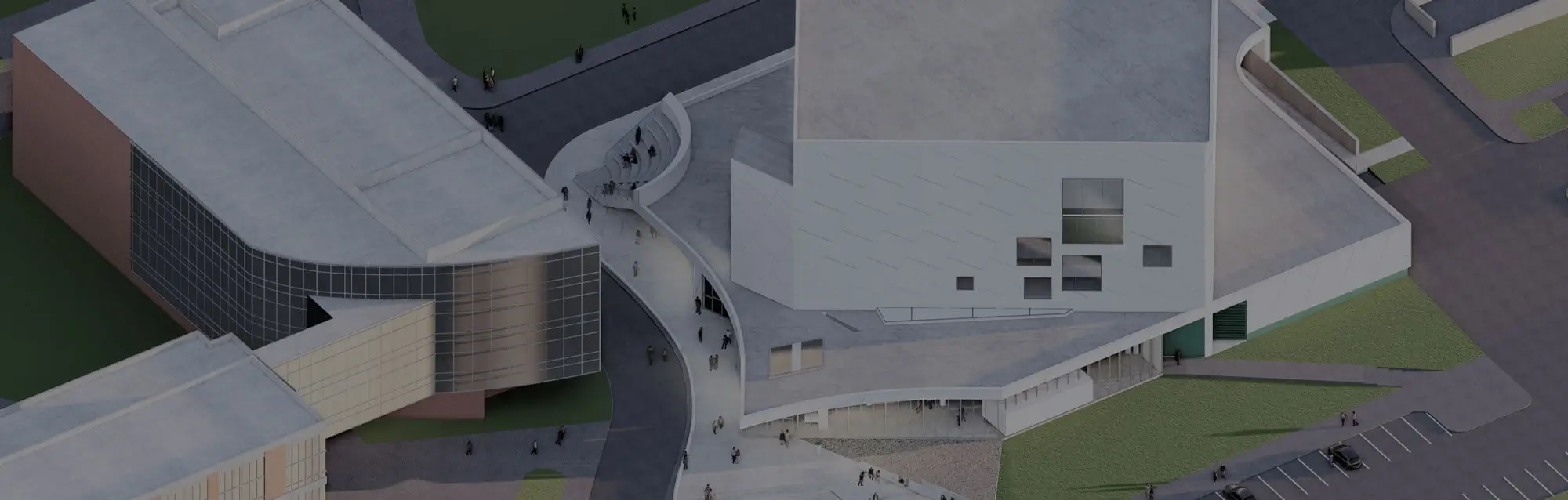 A rendering of the aerial view of the Music Performance Theater.