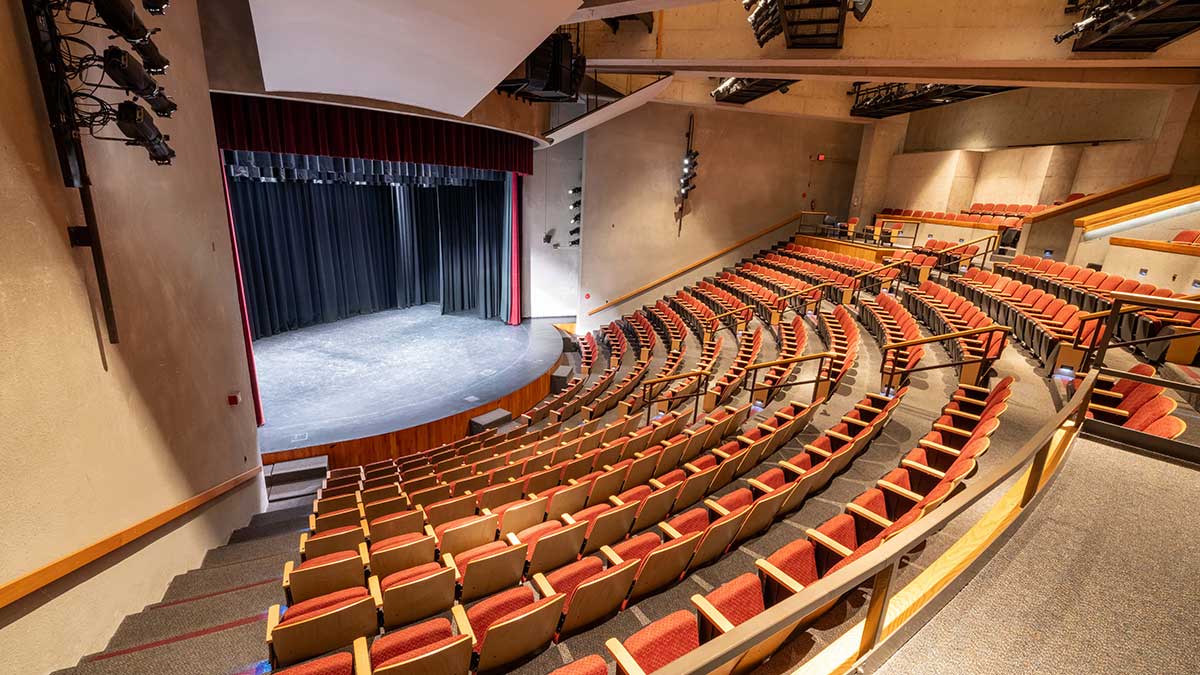 view of the Ingle Auditorium stage and seating.