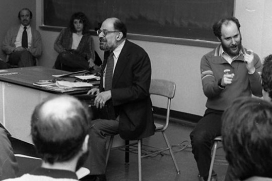 Black and white photo of RIT students and faculty.
