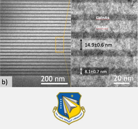 Two closeups, at different zoom levels, of quantum structured solar cells.