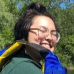 Erika Fernandez wearing a life jacket.