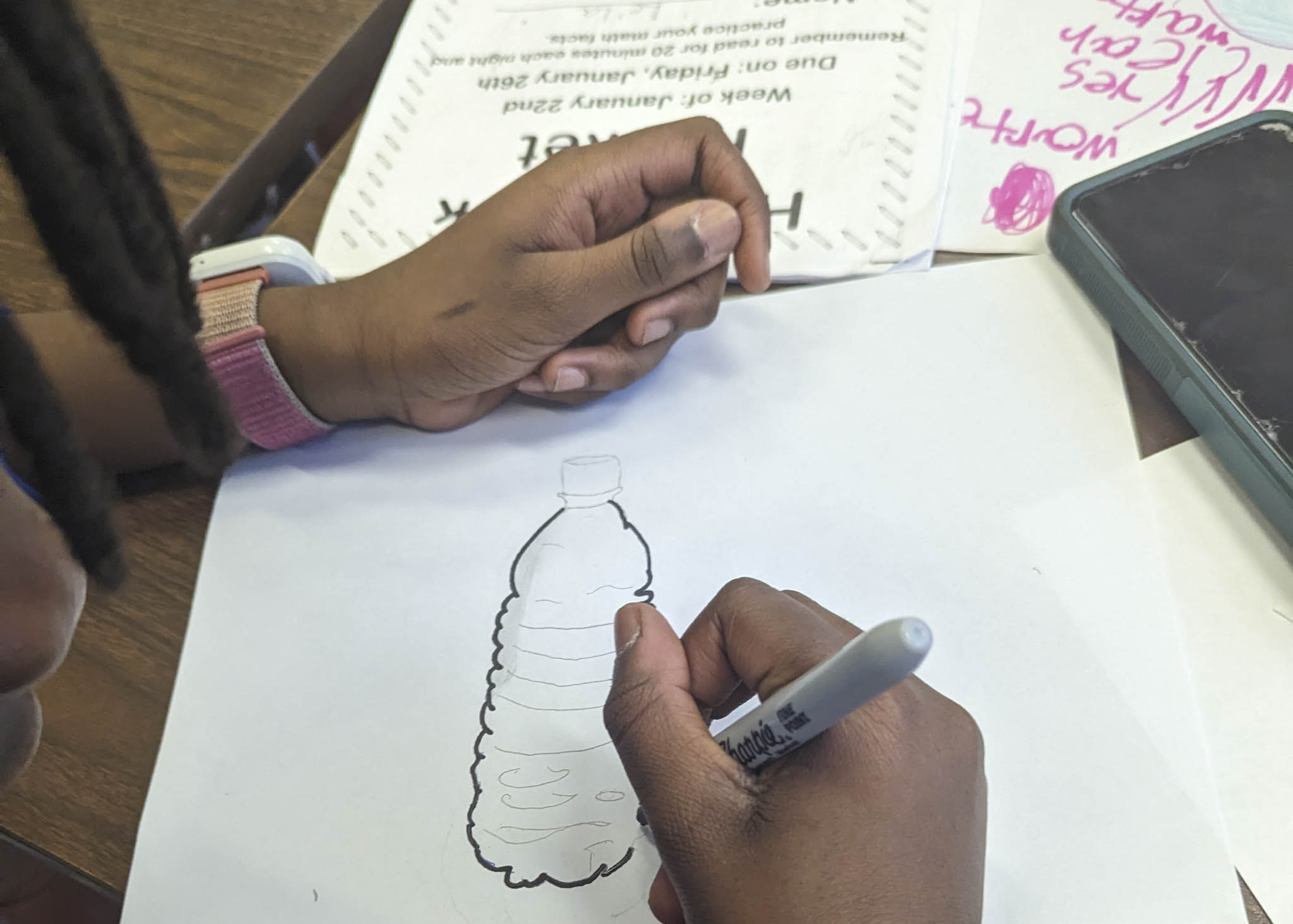 A participants drawing a bottle