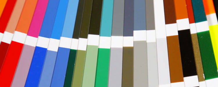 Several different colored paint swatches.