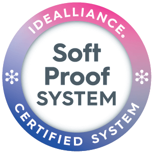 Idealliance Soft Proof System Certified System badge.