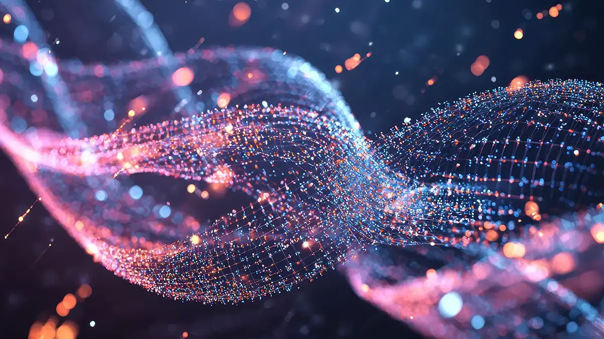 A twisting network of connected dots.