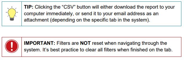 csv tip to download and filter resets