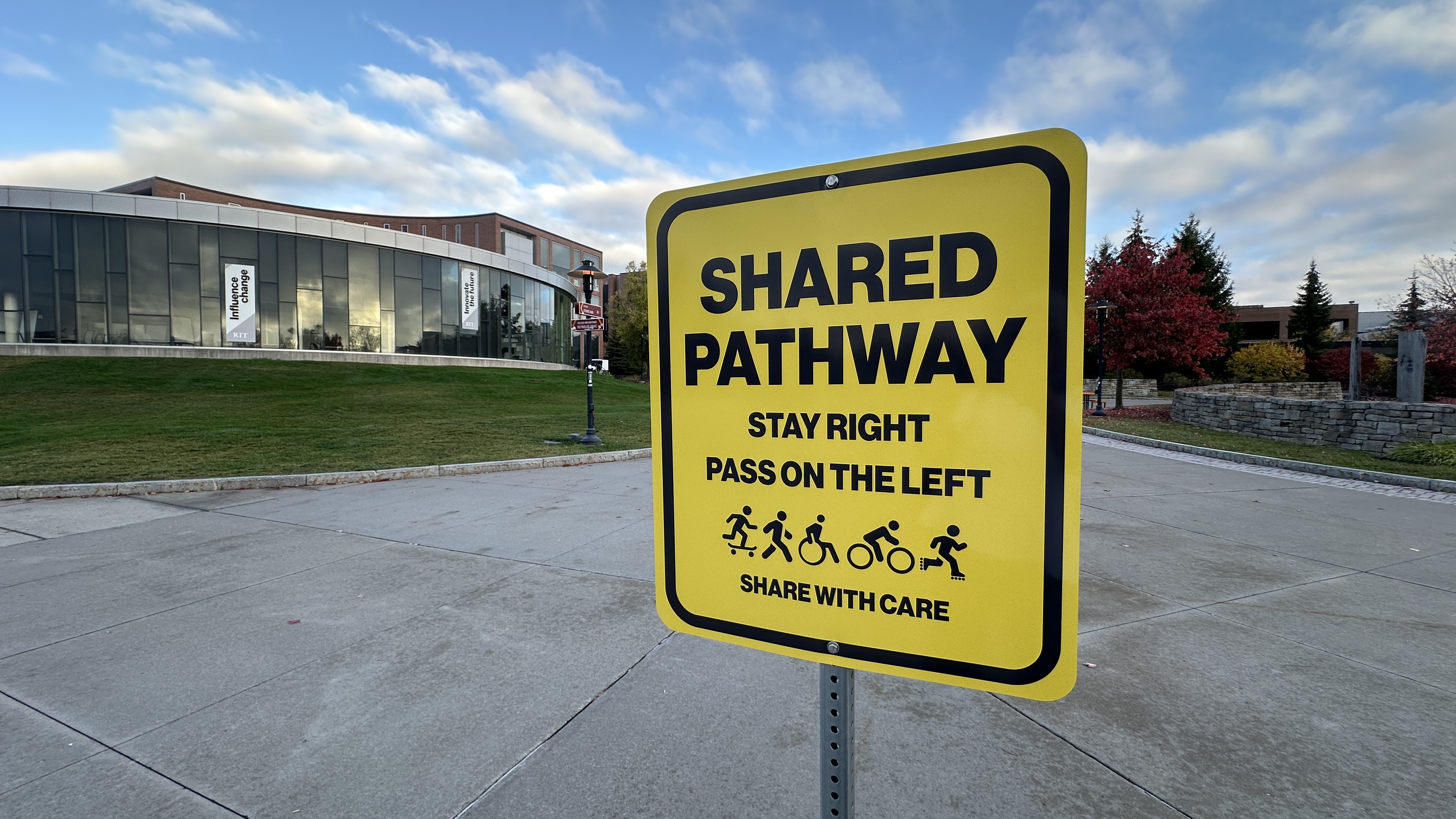 yellow sign with black text 