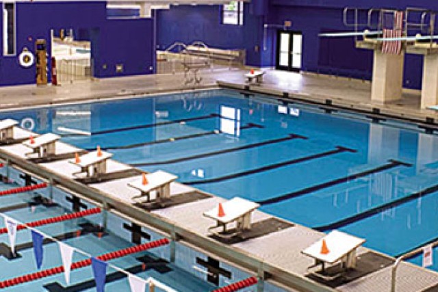 Interior of the Judson/Hale Aquatics Center featuring two pools.