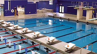 Interior of the Judson/Hale Aquatics Center featuring two pools.