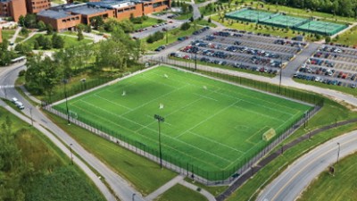 Aerial view of the turf field.