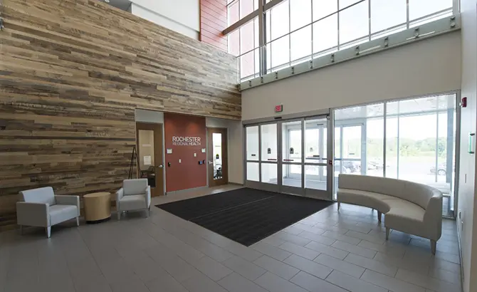 the entry way to the Rochester Regional Health facility