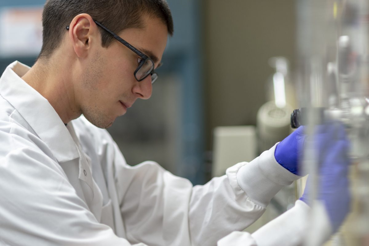 student working in a lab