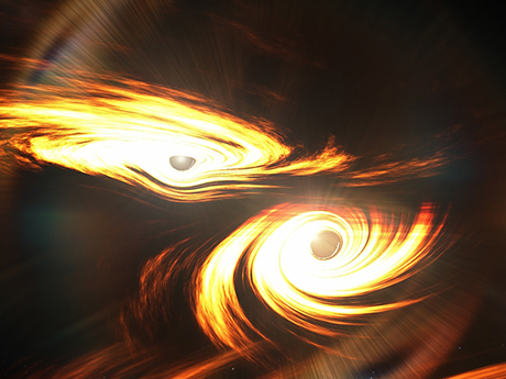 artist's concept of two smaller merging black holes