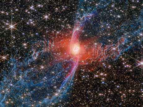 The Red Spider Nebula against a backdrop of thousands of stars.