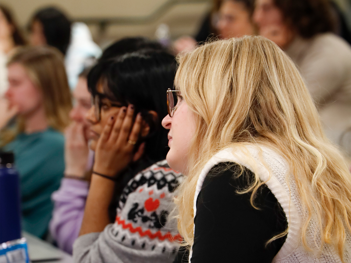 students listening to speaker