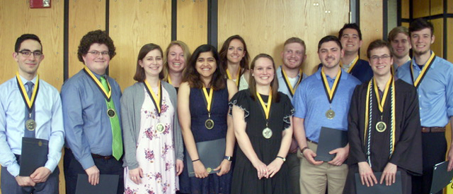 group photo of chemistry scholars with awards