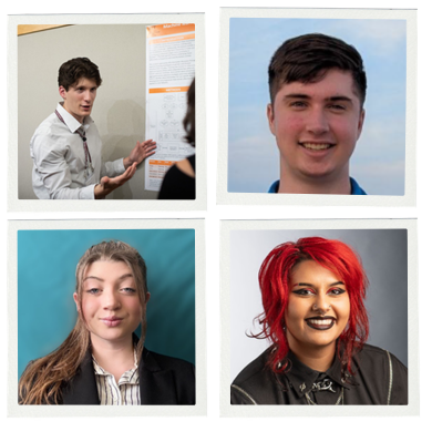 headshots of four life sciences students