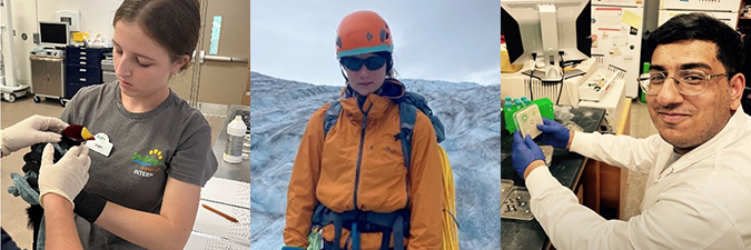 headshots of three life sciences students