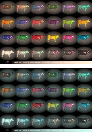 cow images in a spectrum of colors